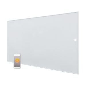 panou caldura infrarosu perete Ambianzza 5HL1209 Touch on Display afisare temperaturi Wifi 1050w alb de perete sau portabil