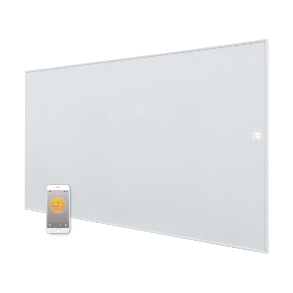 Panou Incalzire❤️Radiante Ambianzza 5HL1207 Touch Wifi, 850 W, Alb, cu Display temperaturi, fara telecomanda, de perete sau portabil de pardoseala, 1203x753x15 mm