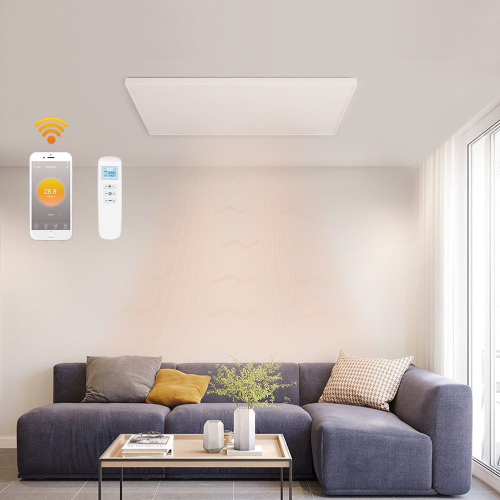 panou infrarosu cu termostat Wifi incorporat Ambianzza 4H1206 Wifi telecomanda 860w alb tavan sau perete living