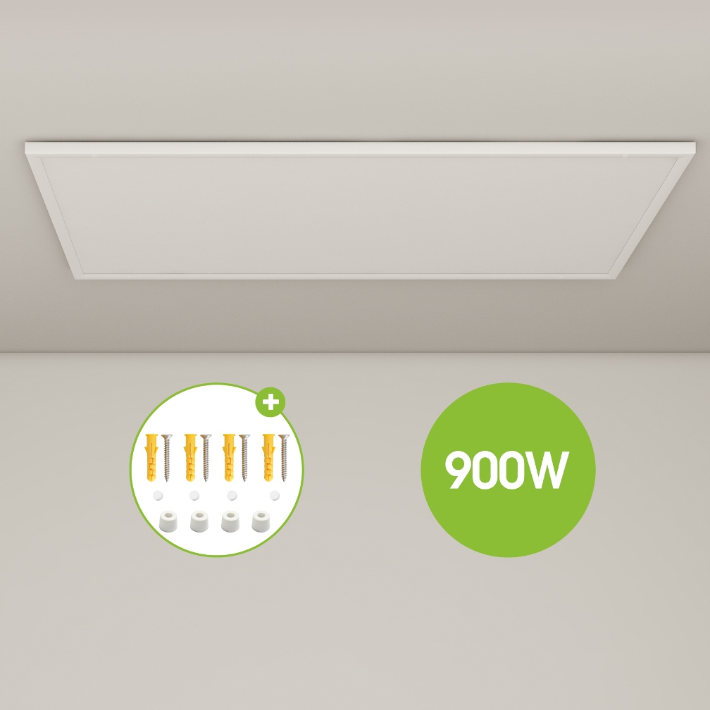 Panou Radiant Tavan❤️ Ambianzza HH1206, basic, fara termostat, 900 W, Alb, sau de Perete, 1230x630x21 mm