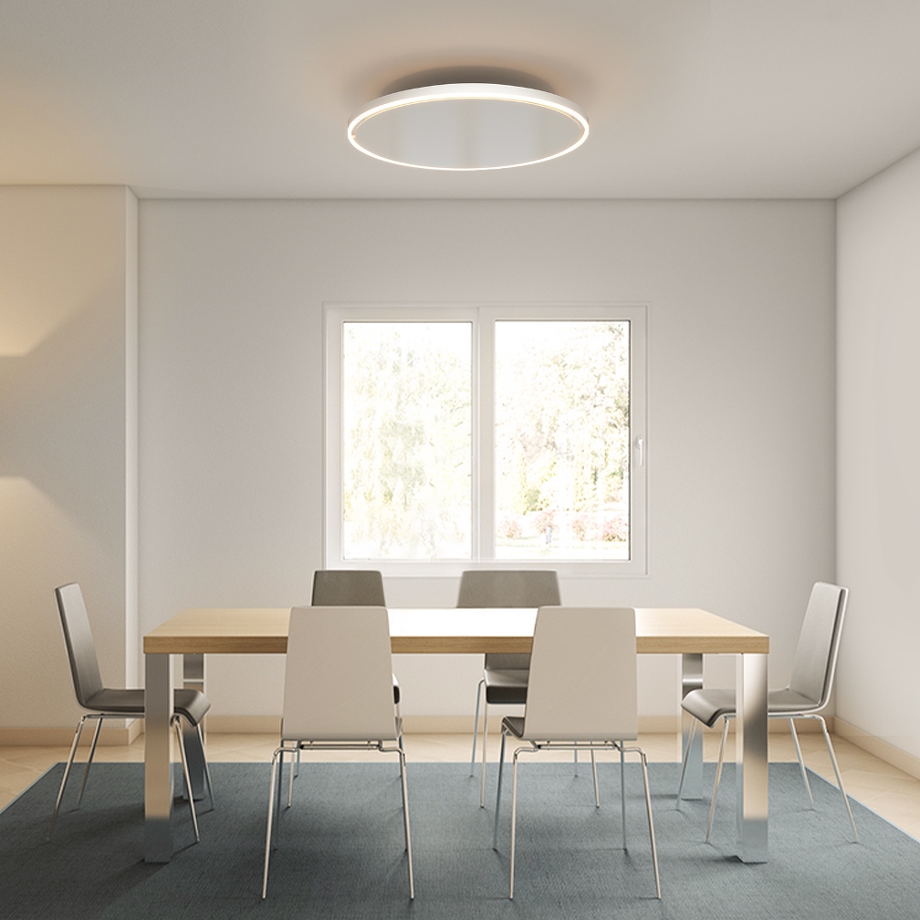 panouri Infrarosii incalzire Ambianzza R600 LED Wifi de Tavan Alb Rotund diametru 60cm 750 W Lumina LED 40W dimmabil RGB termostat incorporat bucatarie