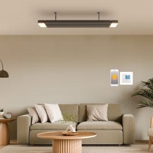 radiatoare infrarosu de putere mare termostat Wifi incorporat Ambianzza 4H1206 Wifi LED telecomanda 1800w negru tavan sau perete sufragerie