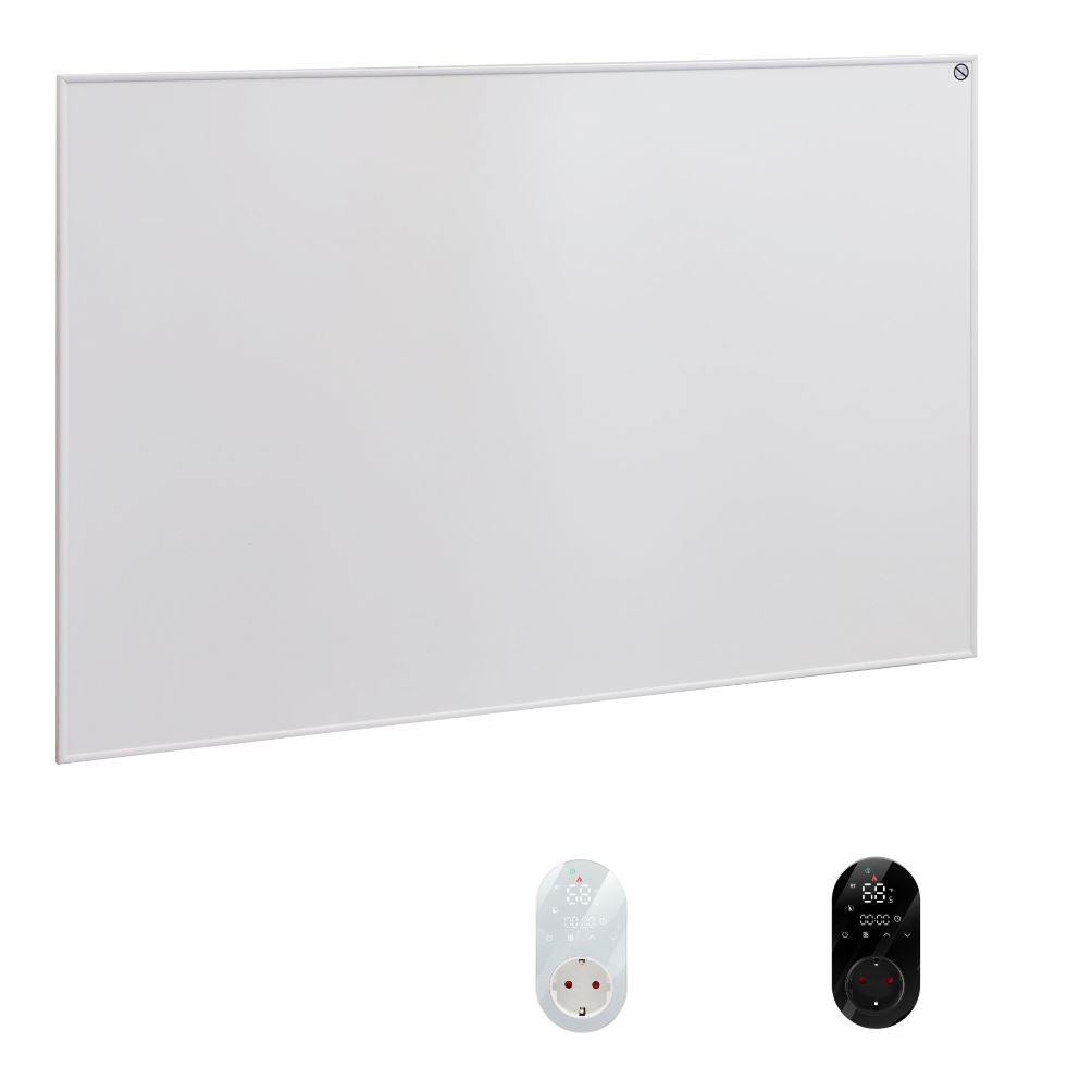 Panou Radiant Infrarosu cu Termostat❤️ Wifi Ambianzza 5HL1209, 1050 W, Alb, cu priza termostat Ambianzza wifi la alegere alb sau negru, sau portabil de pardoseala, 1203x903x15 mm